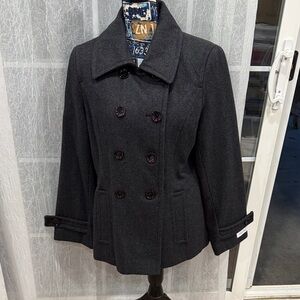 Calvin Klein Double-Breasted Women's Wool Peacoat - Black